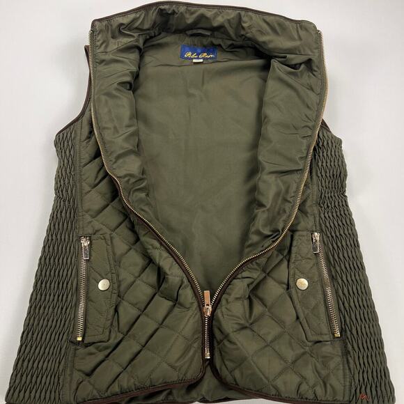 Blue Rain by Francesca's Army Green Puffer Insulated Vest Crosshatch Size S - Picture 5 of 10